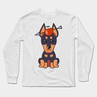 Funny Alsatian is playing william tell with an apple and arrow Long Sleeve T-Shirt